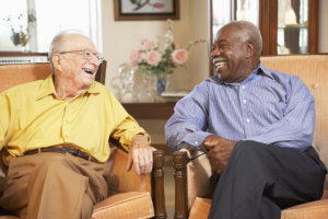 elders happily talking